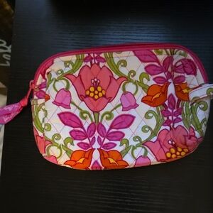 Vera Bradley Pink and Orange Floral Cosmetics Bag